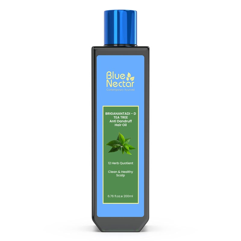 Blue Nectar زيت شعر بلو نكتار المضاد للقشرة مع النيم وشجرة الشاي | آيروفيديك غير لزج لفروة الرأس الجافة | نباتي للرجال والنساء (12 عشبة، 6.76 أونصة سائلة) - Image 1